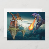 Fantasy Sky Battle Dragon Pegasus Briefkaart (Voorkant / Achterkant)