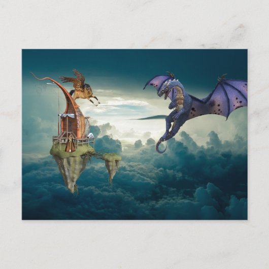 Fantasy Sky Dragon Pegasus Briefkaart (Voorkant)
