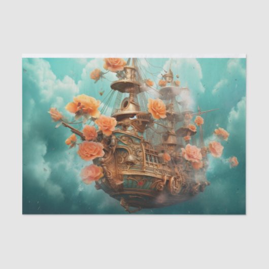 Fantasy Sky Pirate Schip Tissuepapier (Voorkant)