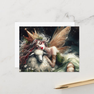 Fantasy Sleepy Fairy Queen en haar schapen Briefkaart