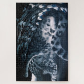 Fantasy sneeuw luipaard vleugels legpuzzel (Verticaal)