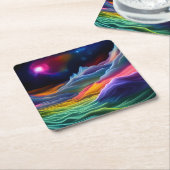 Fantasy Space Escape Vierkante Kartonnen Onderzetter (Schuin)