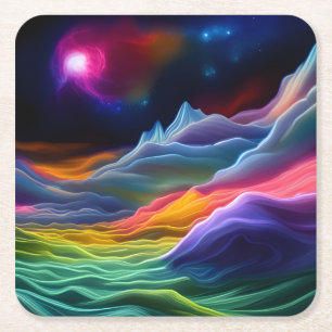 Fantasy Space Escape Vierkante Kartonnen Onderzetter