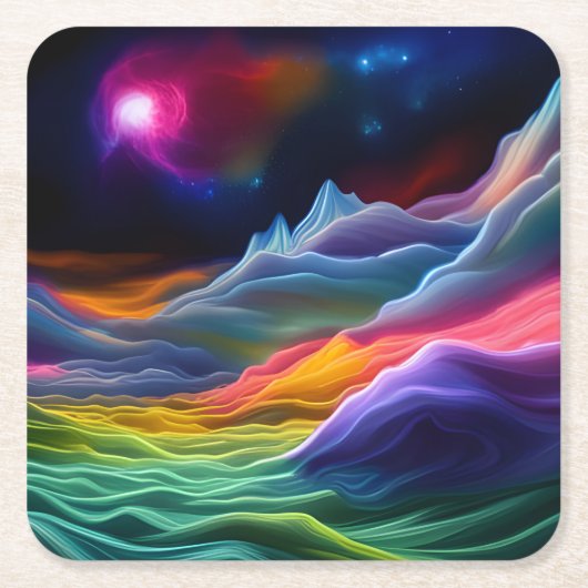 Fantasy Space Escape Vierkante Kartonnen Onderzetter (Voorkant)