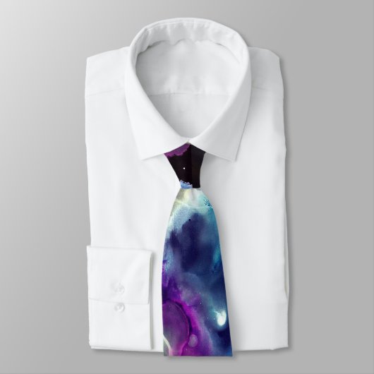 Fantasy Space Nebula Dragon Roze blauwe Stropdas (Gebonden)