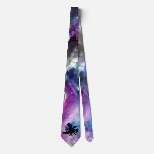 Fantasy Space Nebula Dragon Roze blauwe Stropdas (Voorkant)