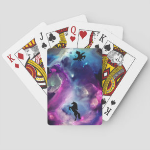 Fantasy Space Nebula Unicorn Dragon Roze blauw Pokerkaarten