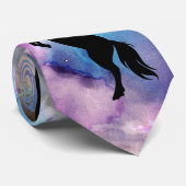 Fantasy Space Nebula Unicorn Dragon Roze blauw Stropdas (Opgerold)