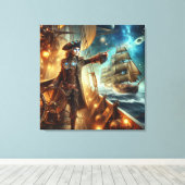 Fantasy Space Pirate Steampunk Victoriaans Canvas Afdruk (Insitu (Houten vloer))
