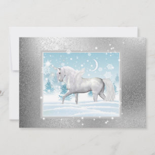Fantasy Sparkly Winter Unicorn Pegasus Feestdagenkaart
