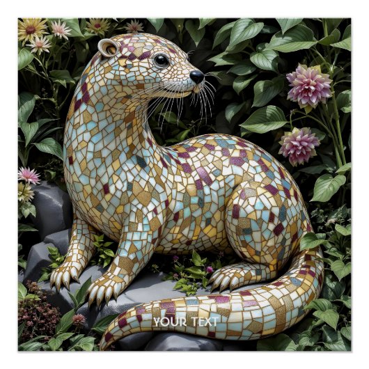 Fantasy Speelse Otter Beeldje Perfect Poster (Voorkant)