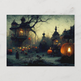 Fantasy Spooky Halloween Night Feestdagenkaart