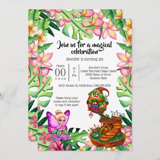 Fantasy sprookjeshuis tropische bloemen goblin par kaart (Voorkant / Achterkant)