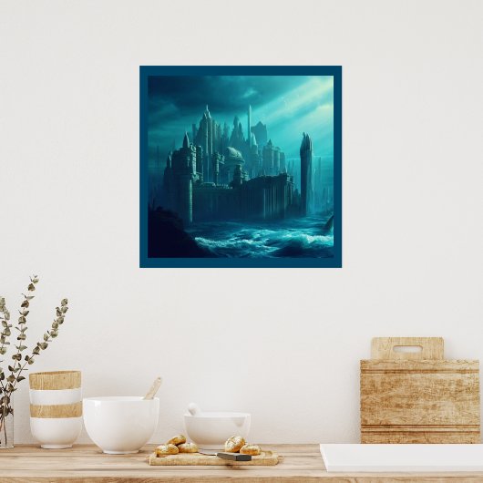 Fantasy Stad van Atlantis 1 Poster (Keuken)