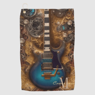 Fantasy Steampunk  Blue Guitar Golfhanddoek