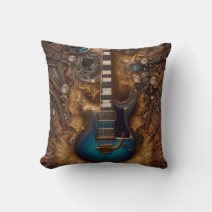 Fantasy Steampunk  Blue Guitar Waterverf Kussen