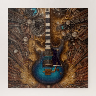 Fantasy Steampunk Blue Guitar Waterverf Legpuzzel