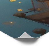 Fantasy Steampunk City Aerial Uitzicht Poster (Hoek)