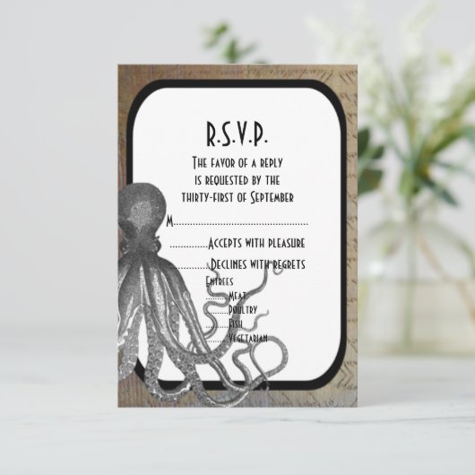 Fantasy steampunk moderne bruiloft R.S.V.P RSVP Kaartje (Staand voorkant)