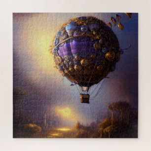 Fantasy Steampunk Paarse luchtballon Legpuzzel