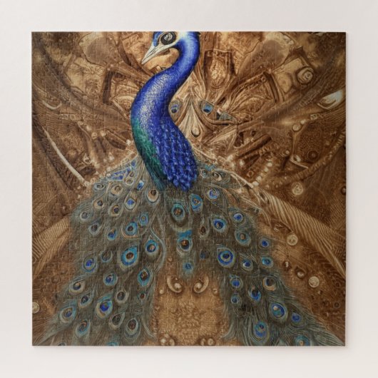 Fantasy Steampunk Peacock Blue in Waterverf Legpuzzel (Verticaal)