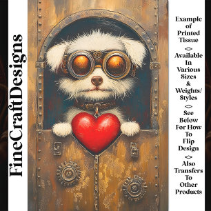 Fantasy Steampunk Puppies Hond + Hart AR4 Decoupag Tissuepapier
