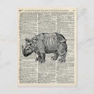 Fantasy steampunk Rhinoceros Briefkaart