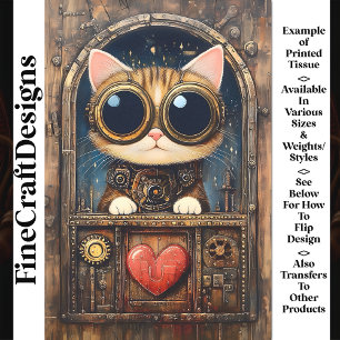 Fantasy Steampunk Tabby Katje AR2 Decoupage Tissuepapier