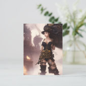 Fantasy Steampunk Vrouw Briefkaart (Staand voorkant)