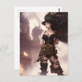 Fantasy Steampunk Vrouw Briefkaart (Voorkant / Achterkant)