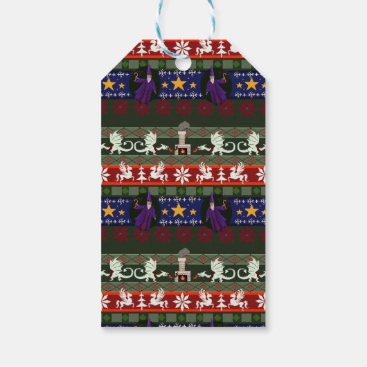 Fantasy Style Ugly Sweater Pattern Gift Labels Cadeaulabel (Achterkant)