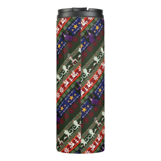 Fantasy Style Ugly Sweater Pattern Thermosbeker (Achterkant)