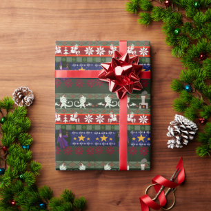 Fantasy Style Ugly Sweater Pattern Wrapping Paper Cadeaupapier