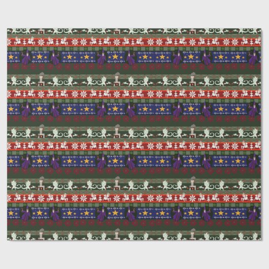 Fantasy Style Ugly Sweater Pattern Wrapping Paper Cadeaupapier (Vlak)