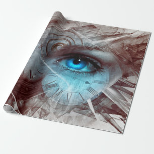 Fantasy surreal eye-klok cadeaupapier