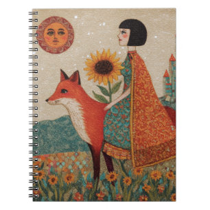 Fantasy Surrealistische Vrouw en Haar Rode Vos Notitieboek