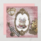 Fantasy Tea Party Bruids Douche Uitnodiging (Voorkant / Achterkant)