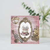 Fantasy Tea Party Bruids Douche Uitnodiging (Staand voorkant)