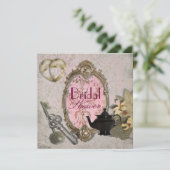 Fantasy Tea Party Bruids Douche Uitnodiging (Staand voorkant)