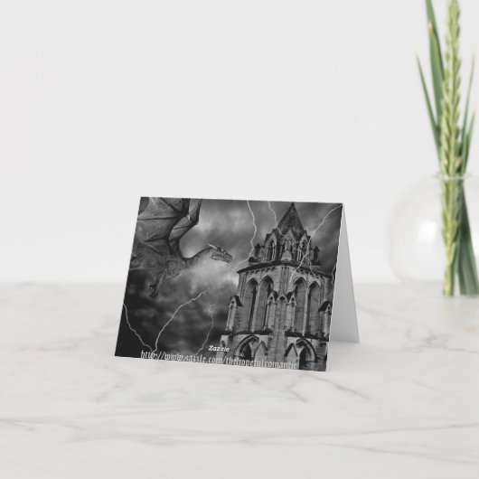 Fantasy thema bruiloft draak Save the Date Aankondiging (Achterkant)