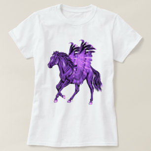 Fantasy Theme Paarse Pegasus gevleugeld paard T-shirt