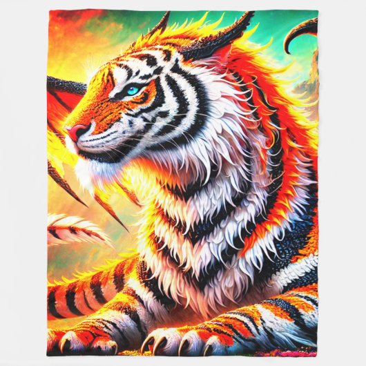 Fantasy Tiger Design Fleece Deken (Voorkant)
