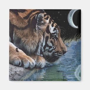 Fantasy Tiger en Moon Magneet