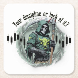  Fantasy trade design | Grim Reaper |  motivation Vierkante Kartonnen Onderzetter