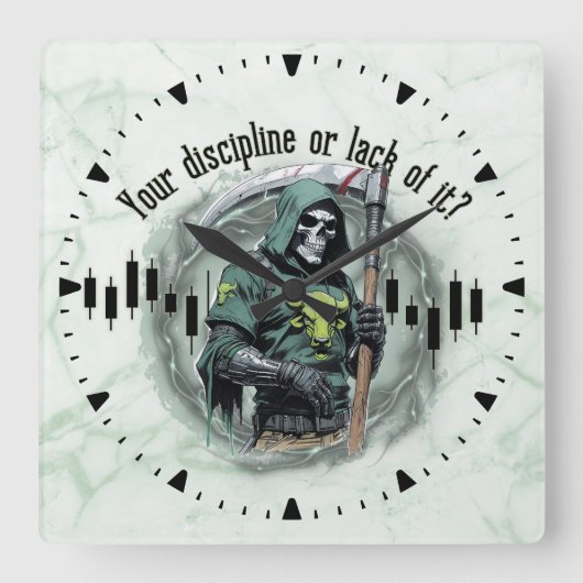 Fantasy trade design | Grim Reaper | motivation Vierkante Klok (Voorkant)