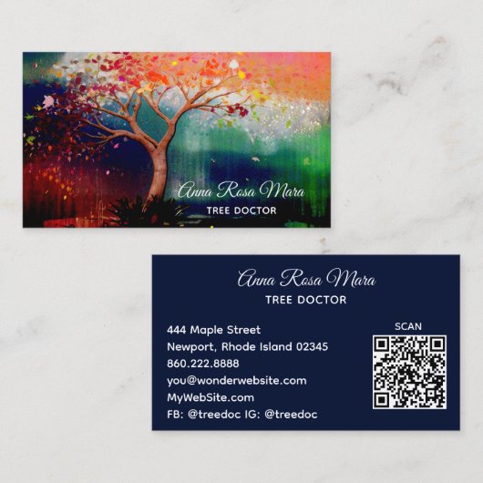 *~* Fantasy Tree Etherische QR AP82 Visitekaartje (Voorkant / Achterkant)