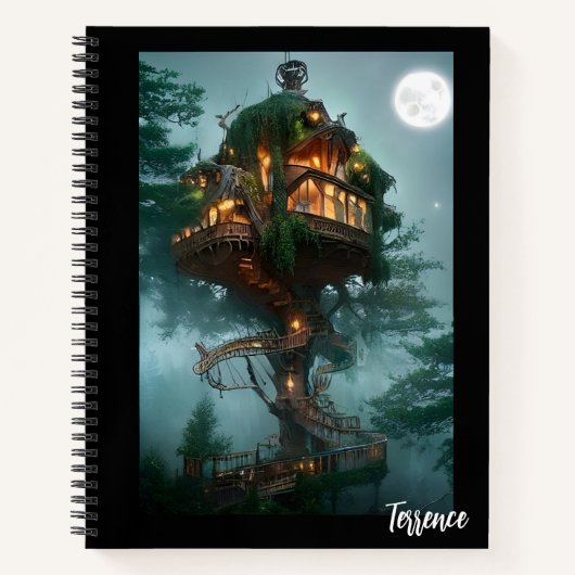 Fantasy Tree House Digital Artwork Bullet Journal Notitieboek (Voorkant)