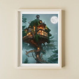 Fantasy Tree House Digital Artwork Poster