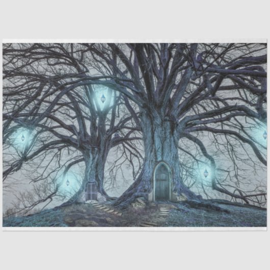 Fantasy Tree House Forest Decoupage Tissue Paper Tissuepapier (Voorkant)