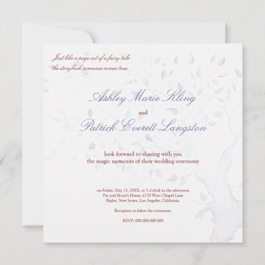 Fantasy Tree Wedding Invitation Kaart (Achterkant)